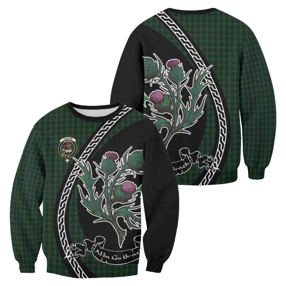 Graham Family Crest Tartan Sweatshirt Alba Thistle Inspired - Tartan Vibes Clothing