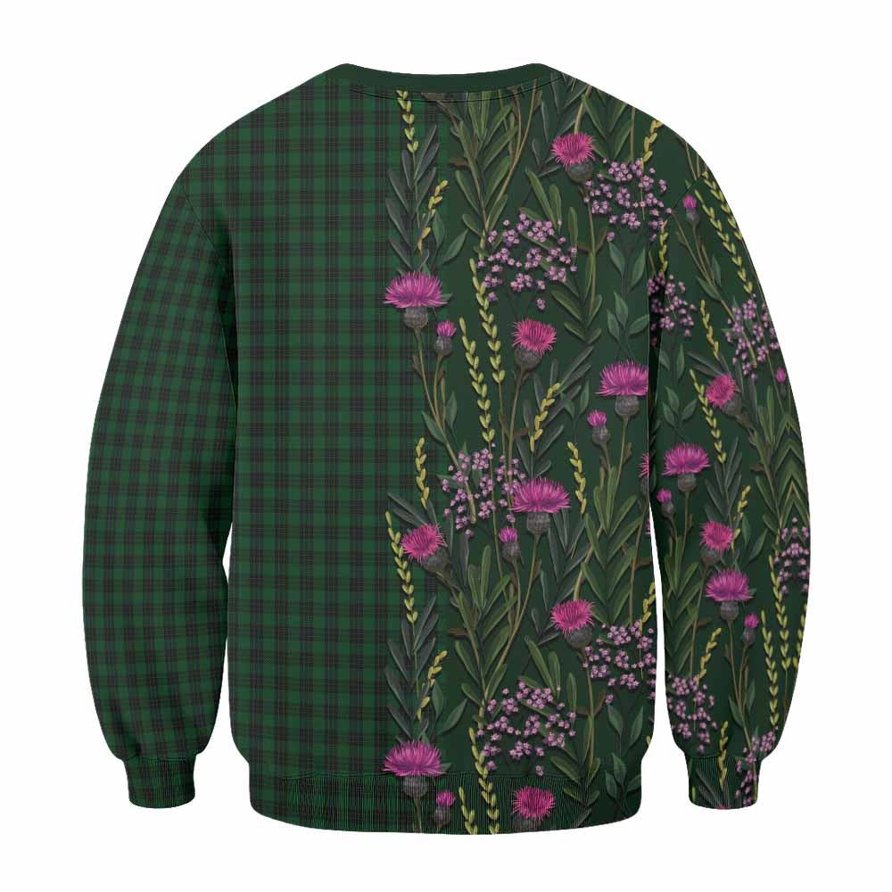 Graham Family Crest Tartan Sweatshirt Scottish Thistle Flower Pattern Half Style - Tartan Vibes Clothing