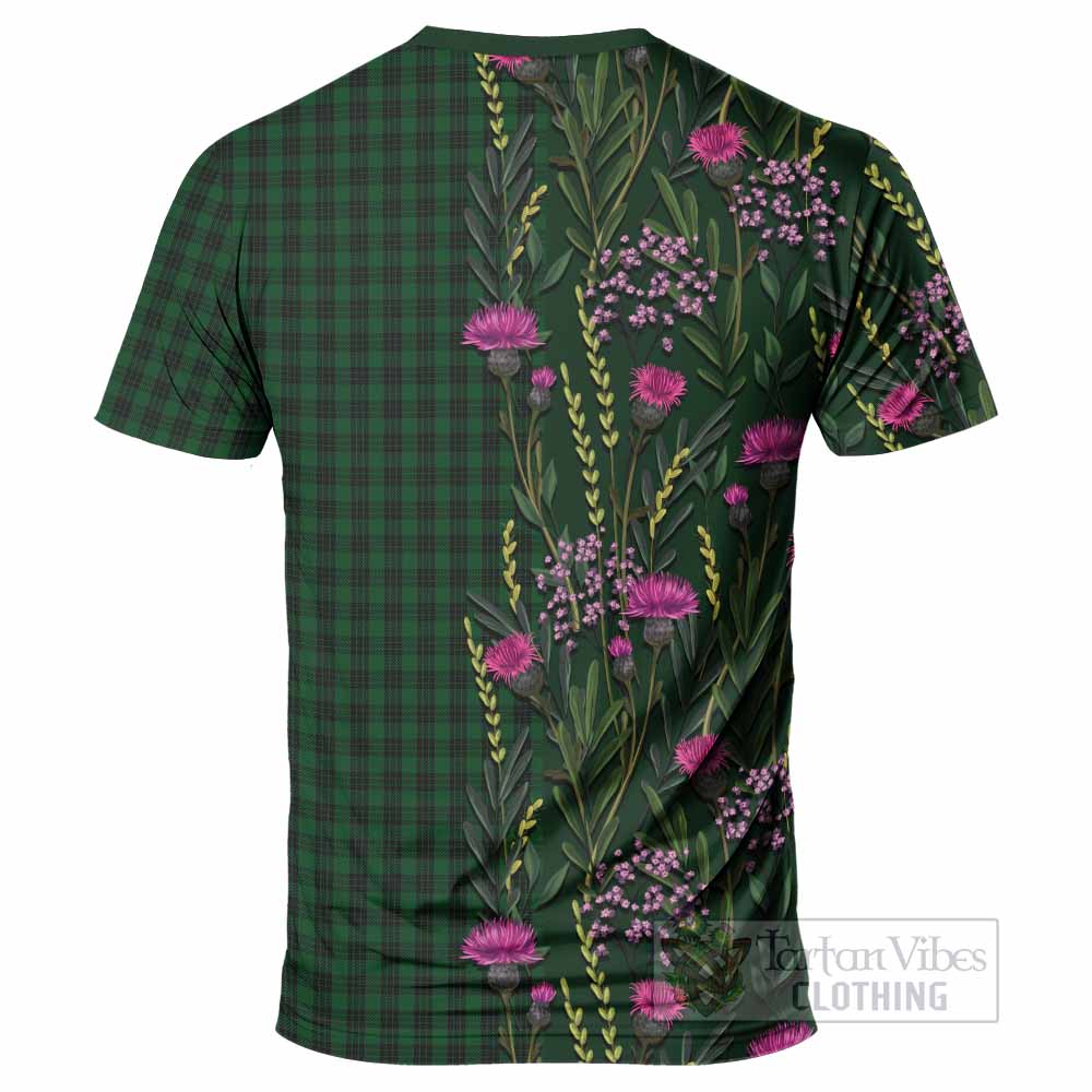 Graham Family Crest Tartan T-Shirt Scottish Thistle Flower Pattern Half Style - Tartan Vibes Clothing