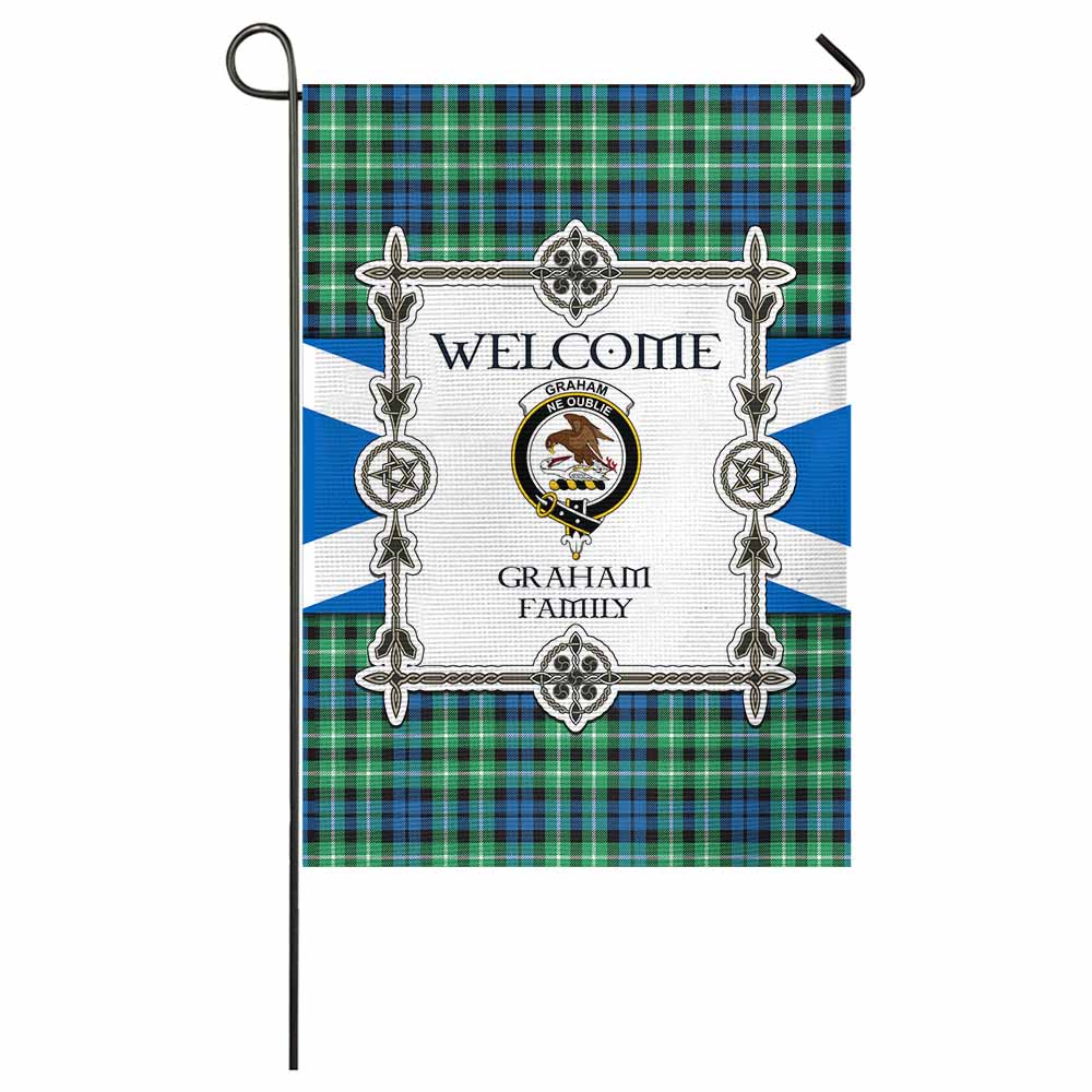 Graham Family Crest Tartan Welcome Garden Flag Saltire Harmony Style - Tartan Vibes Clothing