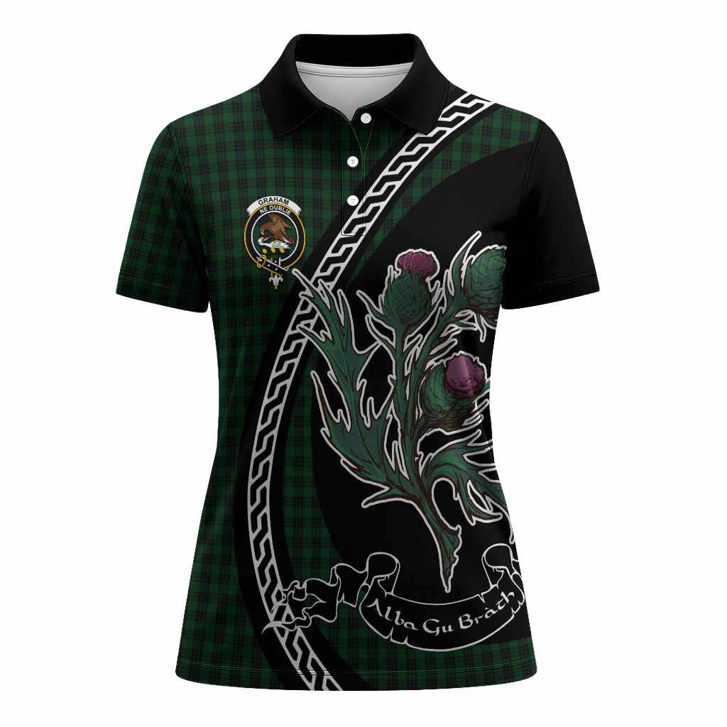 Graham Family Crest Tartan Women Polo Shirt Alba Thistle Inspired - Tartan Vibes Clothing