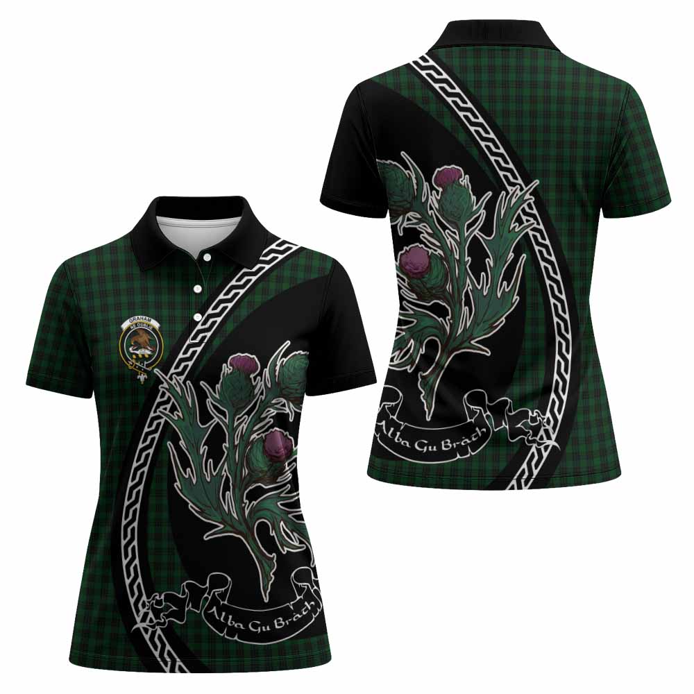 Graham Family Crest Tartan Women Polo Shirt Alba Thistle Inspired - Tartan Vibes Clothing