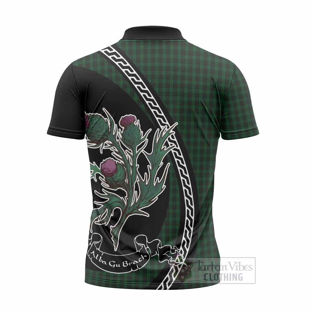 Graham Family Crest Tartan Zipper Polo Shirt Alba Thistle Inspired - Tartan Vibes Clothing