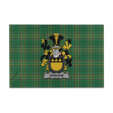 Graham Irish Clan Tartan House Flag with Coat of Arms