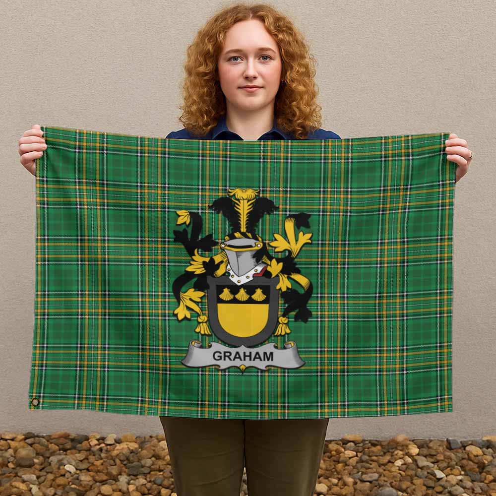 Tartan Vibes Clothing Graham Irish Clan Tartan House Flag with Coat of Arms