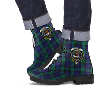 Graham of Menteith Tartan Leather Boots with Family Crest