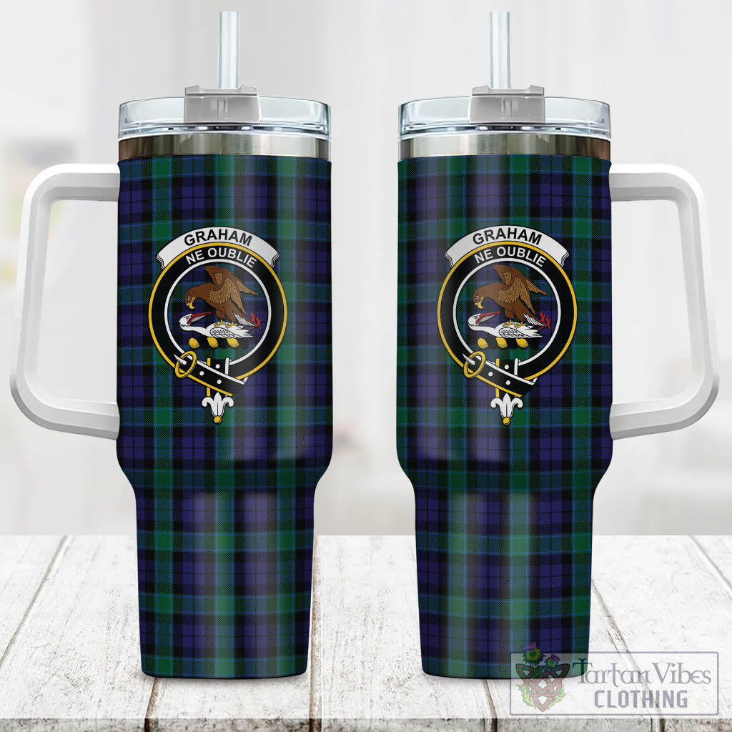 Tartan Vibes Clothing Graham of Menteith Tartan and Family Crest Tumbler with Handle