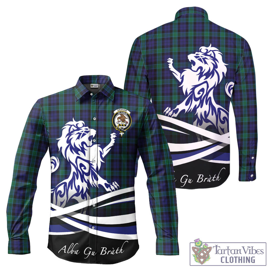 graham-of-menteith-tartan-long-sleeve-button-up-shirt-with-alba-gu-brath-regal-lion-emblem