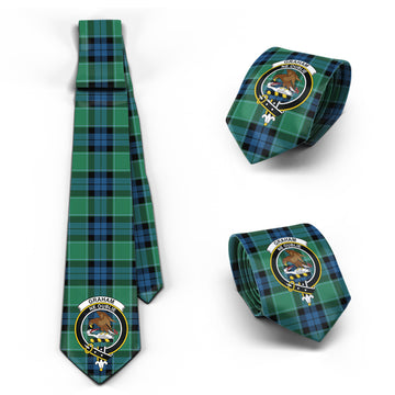 Graham of Menteith Ancient Tartan Classic Necktie with Family Crest