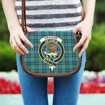 Graham of Menteith Ancient Tartan Saddle Bag with Family Crest