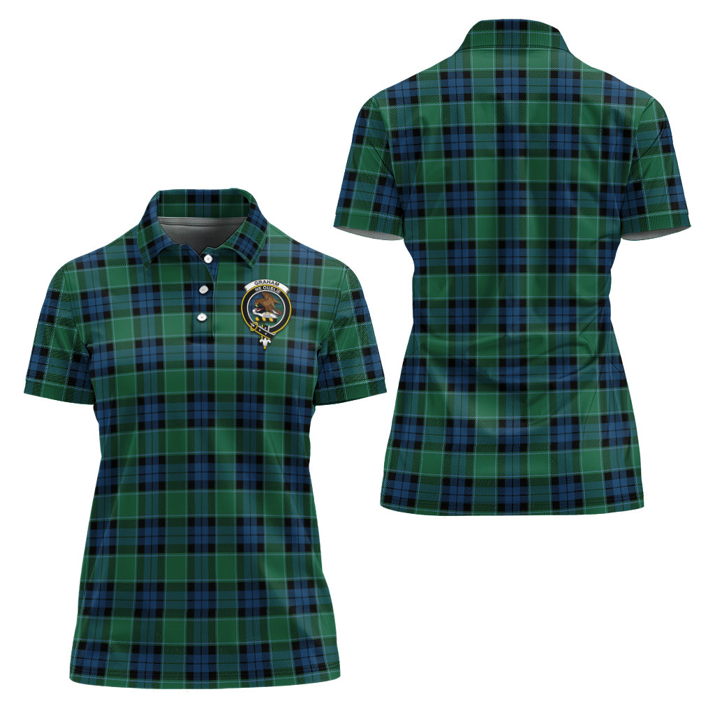 graham-of-menteith-ancient-tartan-polo-shirt-with-family-crest-for-women