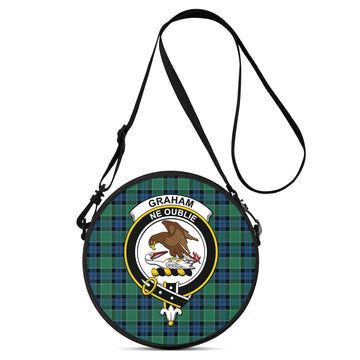 Graham of Menteith Ancient Tartan Round Satchel Bags with Family Crest