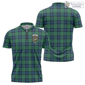 Graham of Menteith Ancient Tartan Zipper Polo Shirt with Family Crest