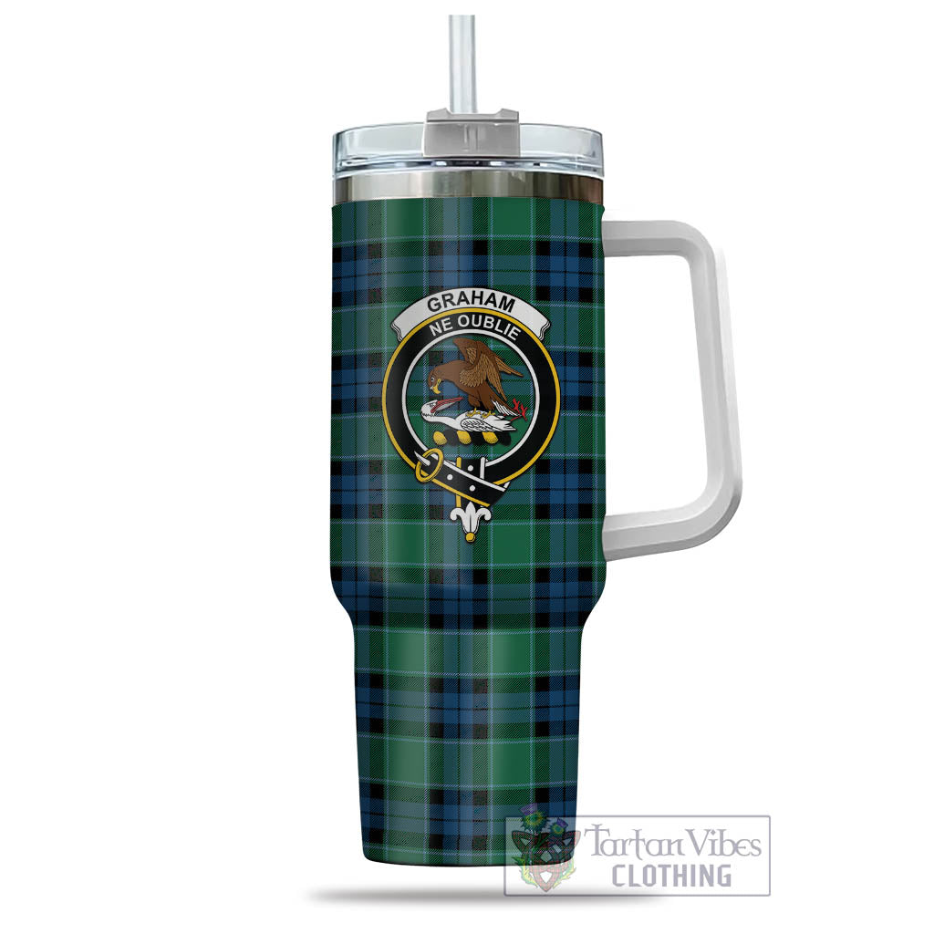 Tartan Vibes Clothing Graham of Menteith Ancient Tartan and Family Crest Tumbler with Handle
