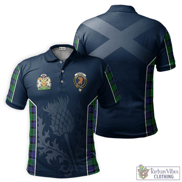 Graham of Menteith Modern Tartan Men's Polo Shirt with Family Crest and Scottish Thistle Vibes Sport Style