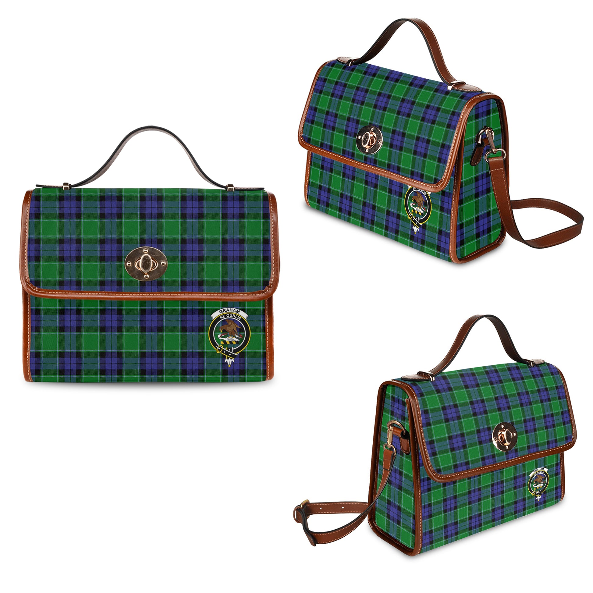 graham-of-menteith-modern-tartan-leather-strap-waterproof-canvas-bag-with-family-crest