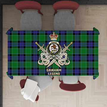 Graham of Menteith Modern Tartan Tablecloth with Clan Crest and the Golden Sword of Courageous Legacy