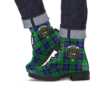 Graham of Menteith Modern Tartan Leather Boots with Family Crest
