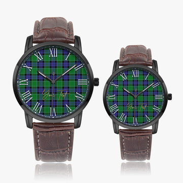 Graham of Menteith Modern Tartan Personalized Your Text Leather Trap Quartz Watch