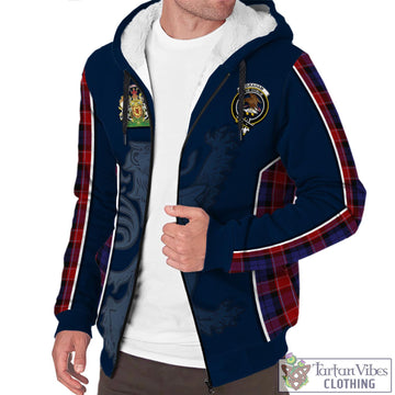 Graham of Menteith Red Tartan Sherpa Hoodie with Family Crest and Lion Rampant Vibes Sport Style