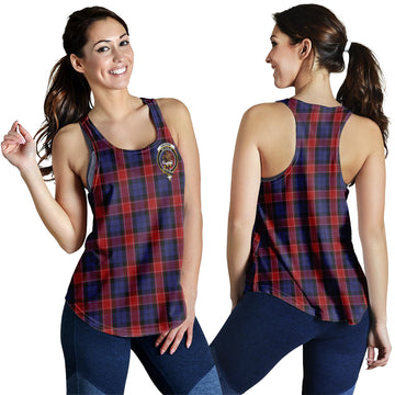 Graham of Menteith Red Tartan Women Racerback Tanks with Family Crest