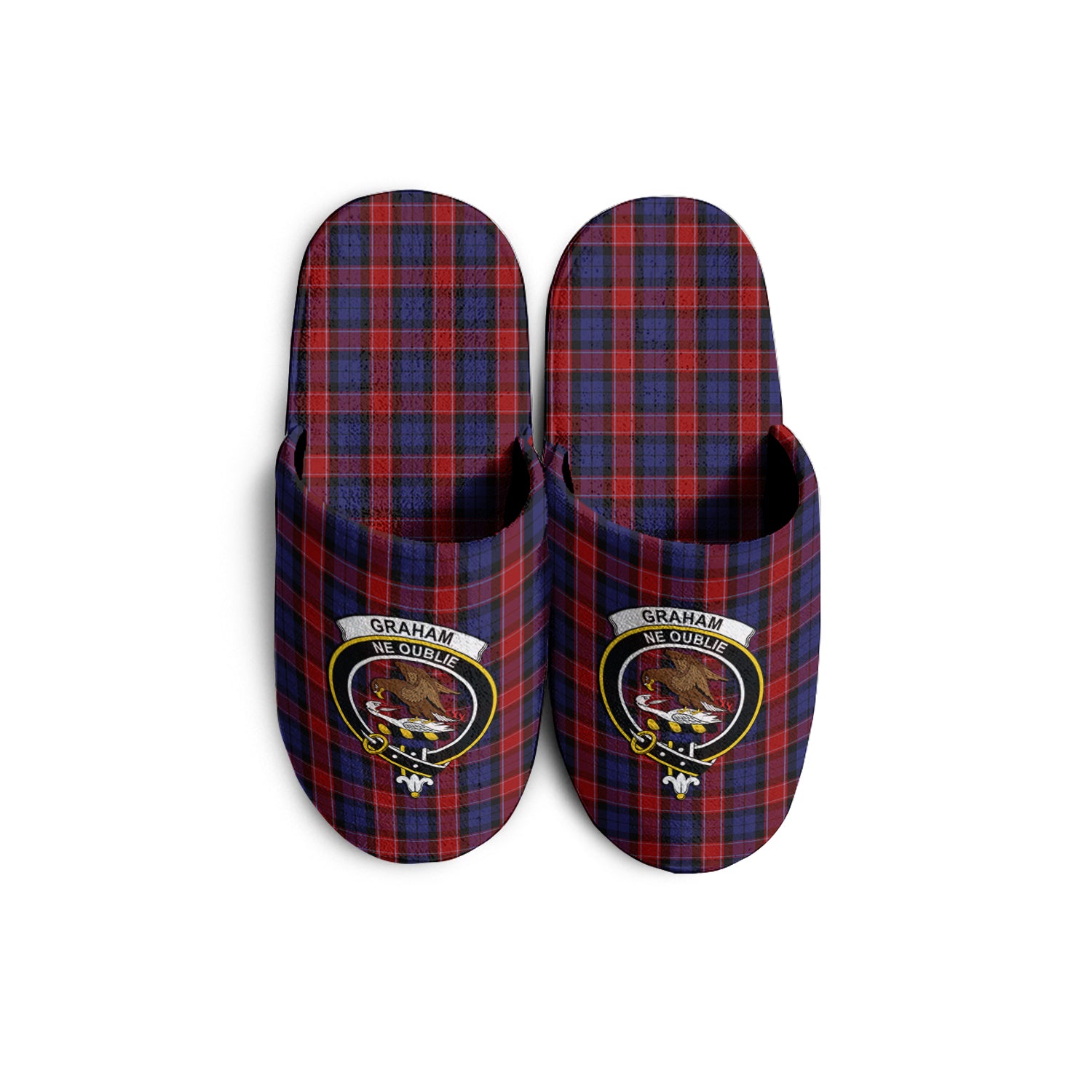 Graham of Menteith Red Tartan Home Slippers with Family Crest - Tartanvibesclothing