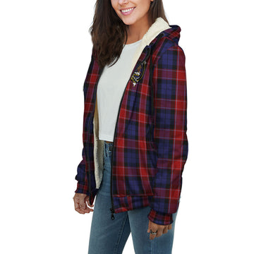 Graham of Menteith Red Tartan Sherpa Hoodie with Family Crest