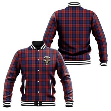 Graham of Menteith Red Tartan Baseball Jacket with Family Crest