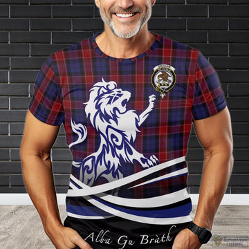 Graham of Menteith Red Tartan T-Shirt with Alba Gu Brath Regal Lion Emblem