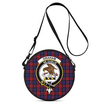 Graham of Menteith Red Tartan Round Satchel Bags with Family Crest