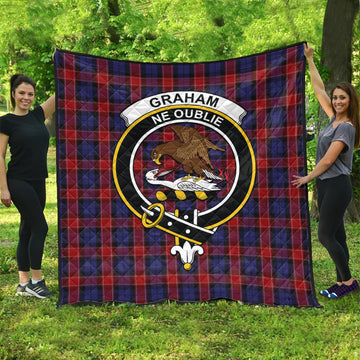 Graham of Menteith Red Tartan Quilt with Family Crest