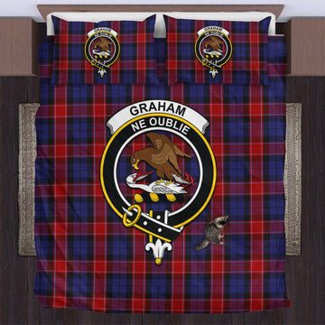 Graham of Menteith Red Tartan Bedding Set with Family Crest