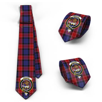 Graham of Menteith Red Tartan Classic Necktie with Family Crest