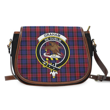 Graham of Menteith Red Tartan Saddle Bag with Family Crest
