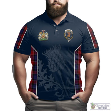 Graham of Menteith Red Tartan Men's Polo Shirt with Family Crest and Scottish Thistle Vibes Sport Style