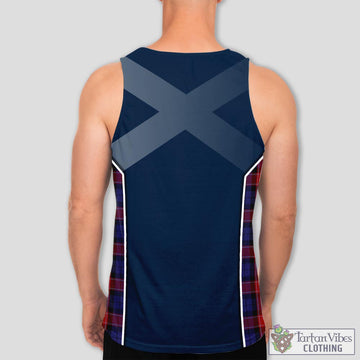 Graham of Menteith Red Tartan Men's Tanks Top with Family Crest and Scottish Thistle Vibes Sport Style