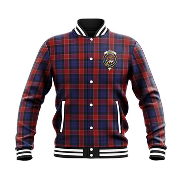 Graham of Menteith Red Tartan Baseball Jacket with Family Crest
