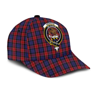Graham of Menteith Red Tartan Classic Cap with Family Crest