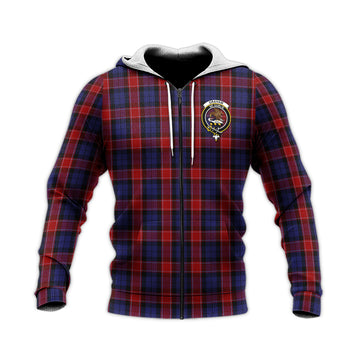 Graham of Menteith Red Tartan Knitted Hoodie with Family Crest
