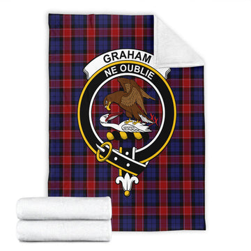 Graham of Menteith Red Tartan Blanket with Family Crest
