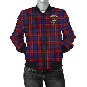 Graham of Menteith Red Tartan Bomber Jacket with Family Crest