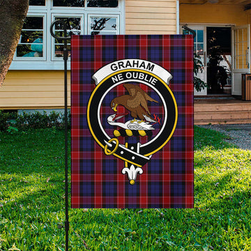 Graham of Menteith Red Tartan Flag with Family Crest