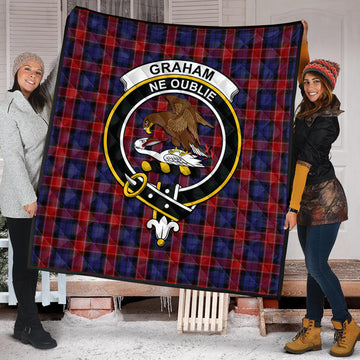 Graham of Menteith Red Tartan Quilt with Family Crest