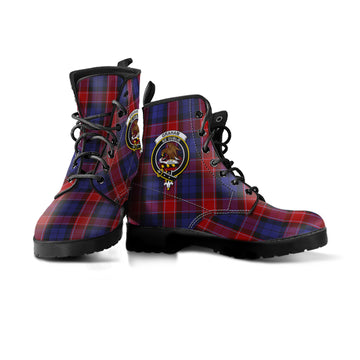 Graham of Menteith Red Tartan Leather Boots with Family Crest