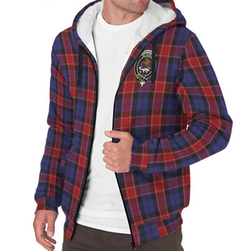 Graham of Menteith Red Tartan Sherpa Hoodie with Family Crest
