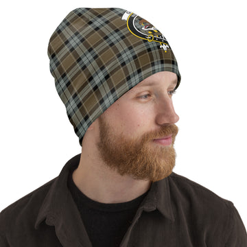 Graham of Menteith Weathered Tartan Beanies Hat with Family Crest