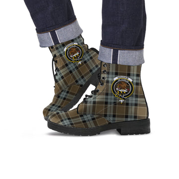 Graham of Menteith Weathered Tartan Leather Boots with Family Crest