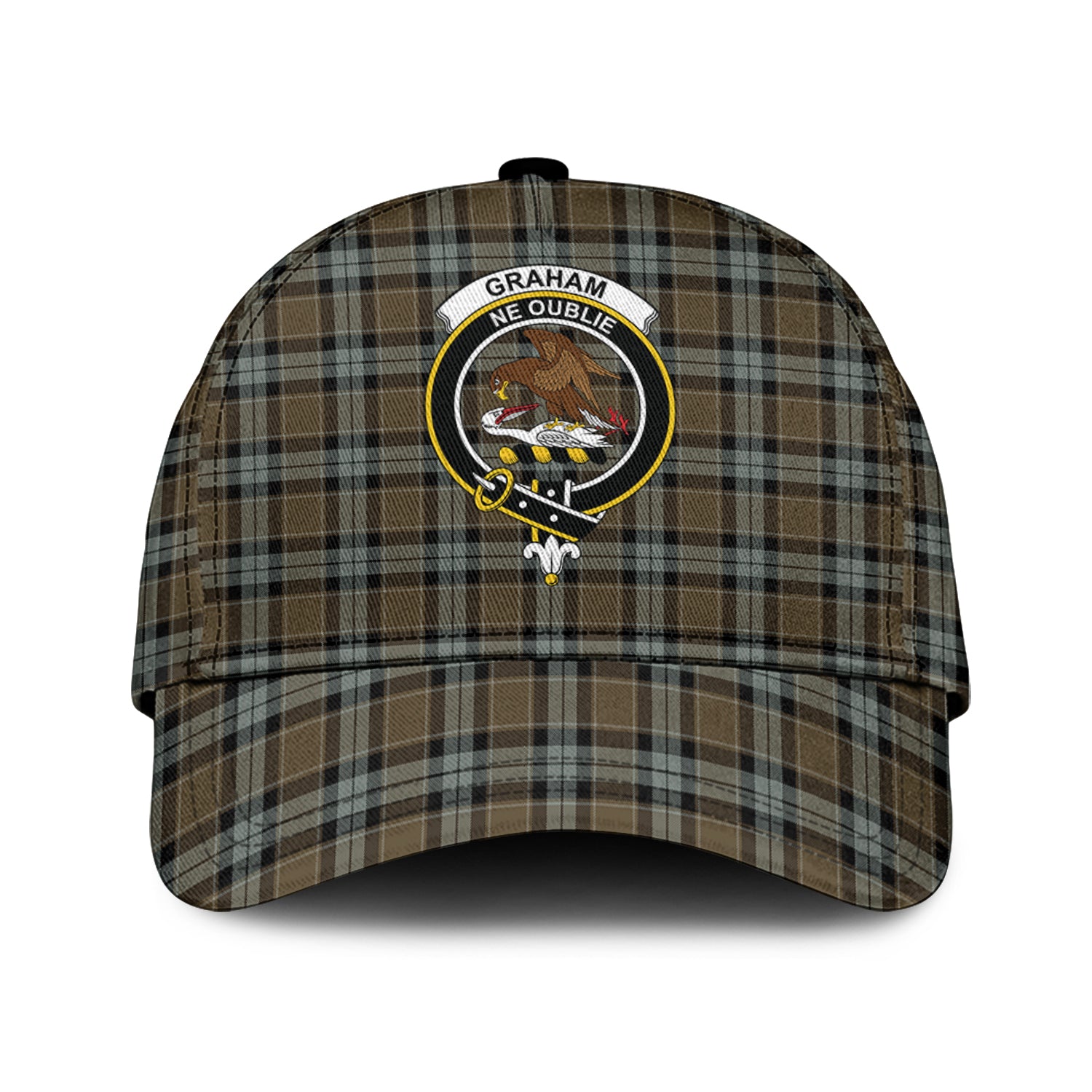 graham-of-menteith-weathered-tartan-classic-cap-with-family-crest
