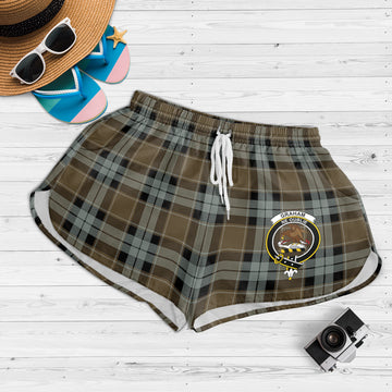 Graham of Menteith Weathered Tartan Womens Shorts with Family Crest