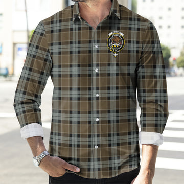 Graham of Menteith Weathered Tartan Long Sleeve Button Up Shirt with Family Crest
